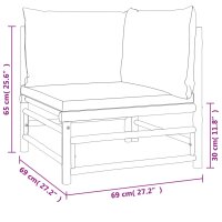 vidaXL 2-tlg. Garten-Lounge-Set mit Gr&uuml;nen Kissen Bambus