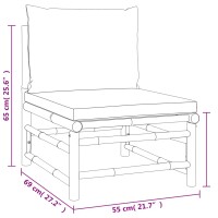 vidaXL 4-tlg. Garten-Lounge-Set mit Hellgrauen Kissen Bambus