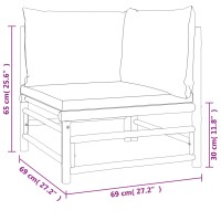 vidaXL 4-tlg. Garten-Lounge-Set mit Hellgrauen Kissen Bambus