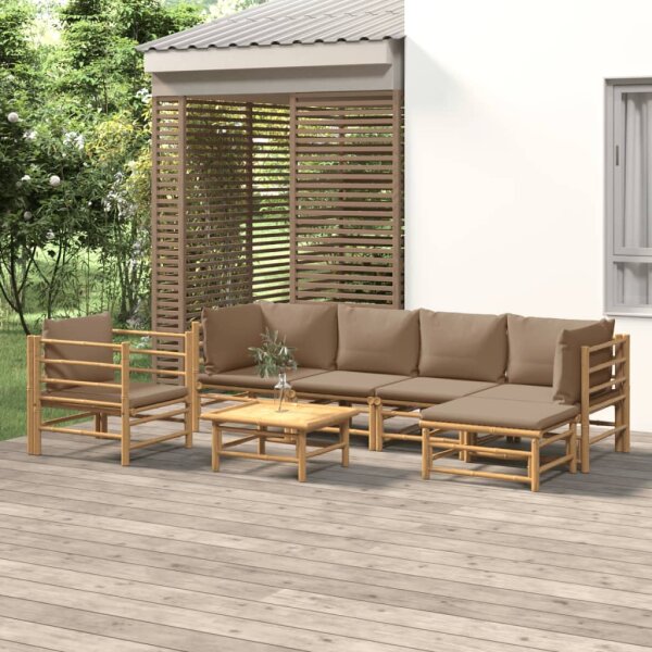 vidaXL 7-tlg. Garten-Lounge-Set mit Taupe Kissen Bambus