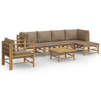 vidaXL 7-tlg. Garten-Lounge-Set mit Taupe Kissen Bambus