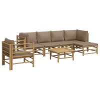 vidaXL 7-tlg. Garten-Lounge-Set mit Taupe Kissen Bambus