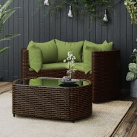 vidaXL 4-tlg. Garten-Lounge-Set mit Kissen Braun Poly Rattan