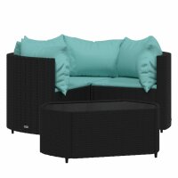 vidaXL 4-tlg. Garten-Lounge-Set mit Kissen Schwarz Poly Rattan