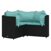 vidaXL 4-tlg. Garten-Lounge-Set mit Kissen Schwarz Poly Rattan