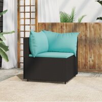 vidaXL Garten-Ecksofa mit Kissen Schwarz Poly Rattan