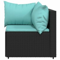 vidaXL Garten-Ecksofa mit Kissen Schwarz Poly Rattan