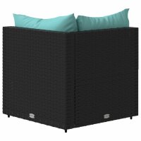 vidaXL Garten-Ecksofa mit Kissen Schwarz Poly Rattan