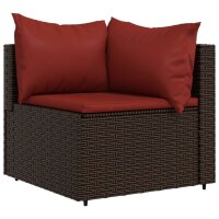 vidaXL 3-tlg. Garten-Lounge-Set mit Kissen Braun Poly Rattan