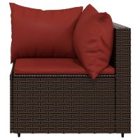 vidaXL 3-tlg. Garten-Lounge-Set mit Kissen Braun Poly Rattan