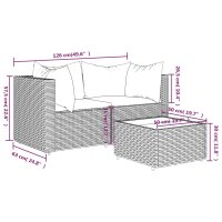 vidaXL 3-tlg. Garten-Lounge-Set mit Kissen Braun Poly Rattan