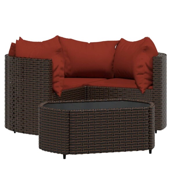 vidaXL 4-tlg. Garten-Lounge-Set mit Kissen Braun Poly Rattan