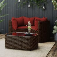 vidaXL 4-tlg. Garten-Lounge-Set mit Kissen Braun Poly Rattan