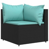 vidaXL Garten-Ecksofas mit Kissen 2 Stk. Schwarz Poly Rattan