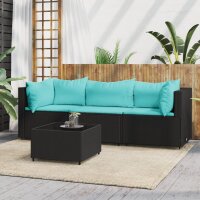 vidaXL 4-tlg. Garten-Lounge-Set mit Kissen Schwarz Poly...