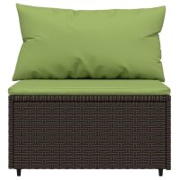 vidaXL 3-tlg. Garten-Lounge-Set mit Kissen Braun Poly Rattan