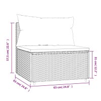 vidaXL Garten-Mittelsofa mit Kissen Schwarz Poly Rattan