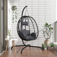 vidaXL Hängesessel Ei mit Kissen Anthrazit Poly...