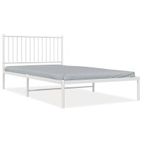 vidaXL Bettgestell mit Kopfteil Metall Wei&szlig; 107x203 cm