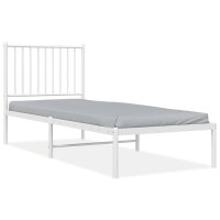 vidaXL Bettgestell mit Kopfteil Metall Wei&szlig; 75x190 cm