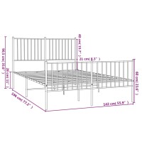 vidaXL Bettgestell mit Kopf- und Fu&szlig;teil Metall Wei&szlig; 135x190 cm