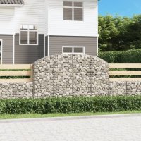 vidaXL Gabione mit Hochbogen 200x30x120/140 cm Verzinktes...