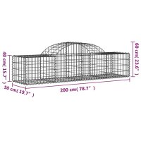 vidaXL Gabione mit Hochbogen 200x50x40/60 cm Verzinktes Eisen