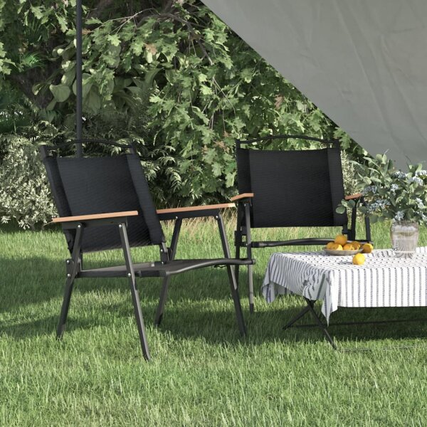 vidaXL Campingst&uuml;hle 2 Stk. Schwarz 54x55x78 cm Oxford-Gewebe