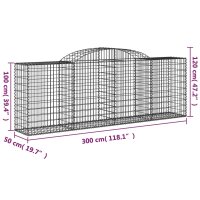 vidaXL Gabione mit Hochbogen 300x50x100/120 cm Verzinktes Eisen