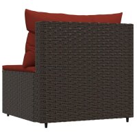 vidaXL Garten-Mittelsofa mit Kissen Braun Poly Rattan