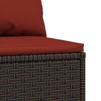 vidaXL Garten-Mittelsofa mit Kissen Braun Poly Rattan