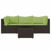 vidaXL 4-tlg. Garten-Lounge-Set mit Kissen Braun Poly Rattan