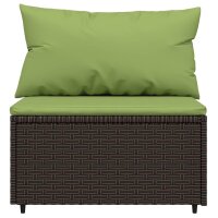 vidaXL Garten-Mittelsofa mit Kissen Braun Poly Rattan