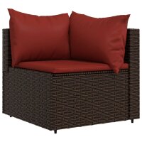 vidaXL Garten-Ecksofa mit Kissen Braun Poly Rattan