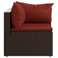 vidaXL Garten-Ecksofa mit Kissen Braun Poly Rattan