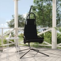 vidaXL Garten-Hängestuhl mit Kissen Schwarze Oxford-Gewebe und Stahl
