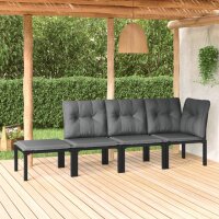 vidaXL 4-tlg. Garten-Lounge-Set Schwarz und Grau Poly Rattan