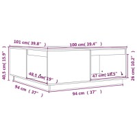 vidaXL Couchtisch Wei&szlig; 100x101x40,5 cm Massivholz Kiefer