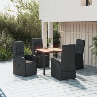 vidaXL 5-tlg. Garten-Essgruppe Schwarz Poly Rattan &amp; Massivholz Akazie