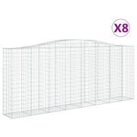 vidaXL Gabionen mit Hochbogen 8 Stk. 400x50x160/180cm Verzinktes Eisen