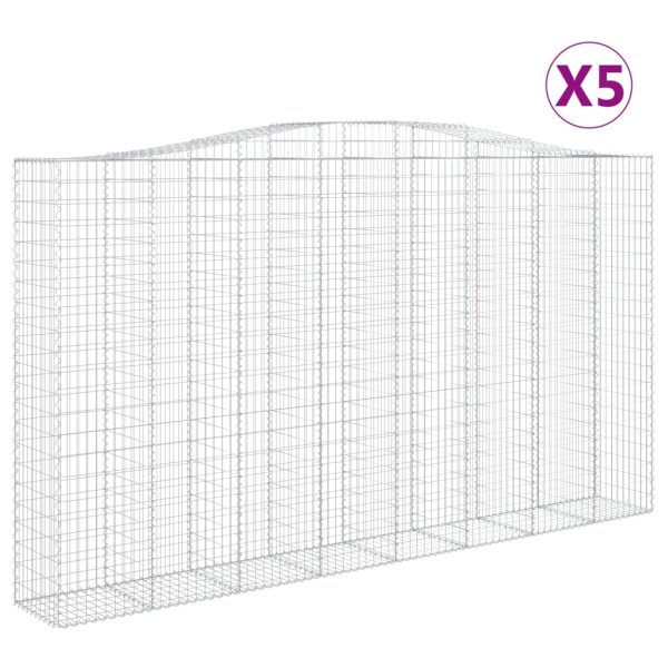 vidaXL Gabionen mit Hochbogen 5 Stk. 400x50x220/240cm Verzinktes Eisen