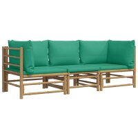 vidaXL 3-tlg. Garten-Lounge-Set mit Gr&uuml;nen Kissen Bambus