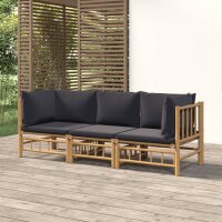 vidaXL 3-tlg. Garten-Lounge-Set mit Dunkelgrauen Kissen...