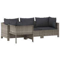 vidaXL 4-tlg. Garten-Lounge-Set mit Kissen Grau Poly Rattan