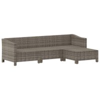 vidaXL 4-tlg. Garten-Lounge-Set mit Kissen Grau Poly Rattan