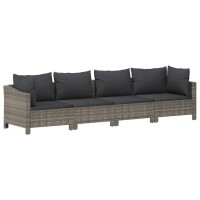 vidaXL 4-tlg. Garten-Lounge-Set mit Kissen Grau Poly Rattan