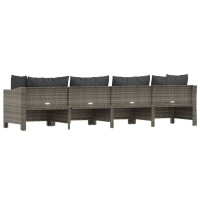 vidaXL 4-tlg. Garten-Lounge-Set mit Kissen Grau Poly Rattan