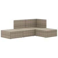 vidaXL 4-tlg. Garten-Lounge-Set mit Kissen Grau Poly Rattan