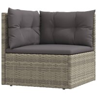 vidaXL 4-tlg. Garten-Lounge-Set mit Kissen Grau Poly Rattan