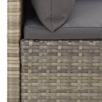 vidaXL 4-tlg. Garten-Lounge-Set mit Kissen Grau Poly Rattan